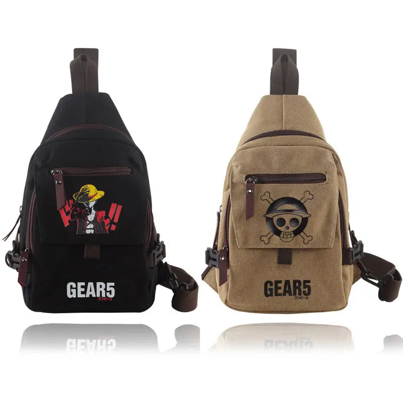 One Piece anime chest bag Luffy canvas crossbody bag student multi-function zipper shoulder bag large capacity creative gift