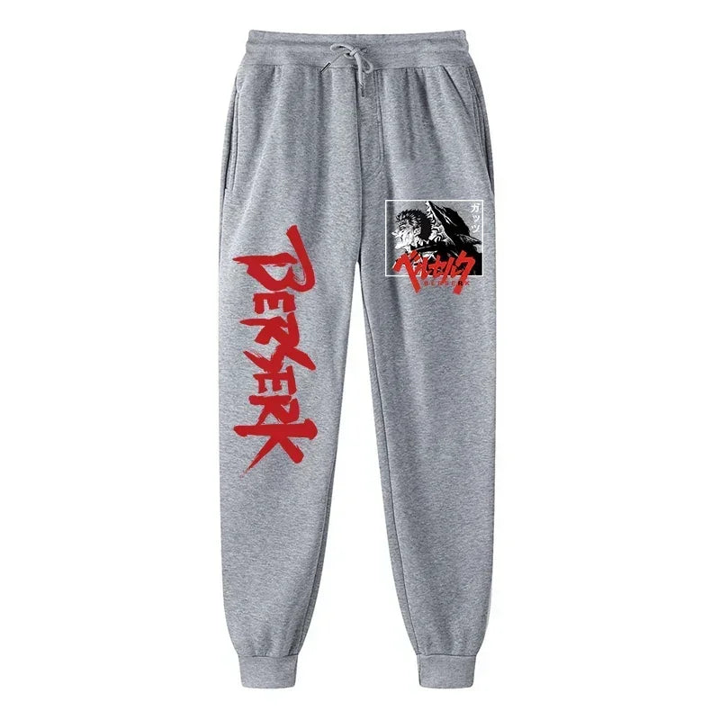 Men's berserk animated printed sportswear pants sports jogging pants casual polar lining pocket pants