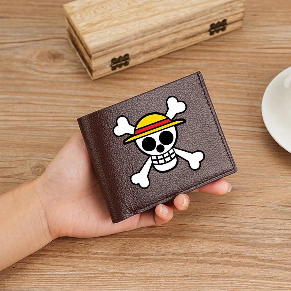 One Piece Pu Leather Wallet for Men Foldable Short Wallets Luffy Zoro Chopper Coin Purse Man Multi-slot Credit ID Card Holder