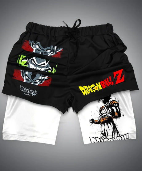 New Dragon Ball Son Goku Shorts Anime Men Double Layer Sports Short Pants Sportswear Jogger Breathable Beach Pants