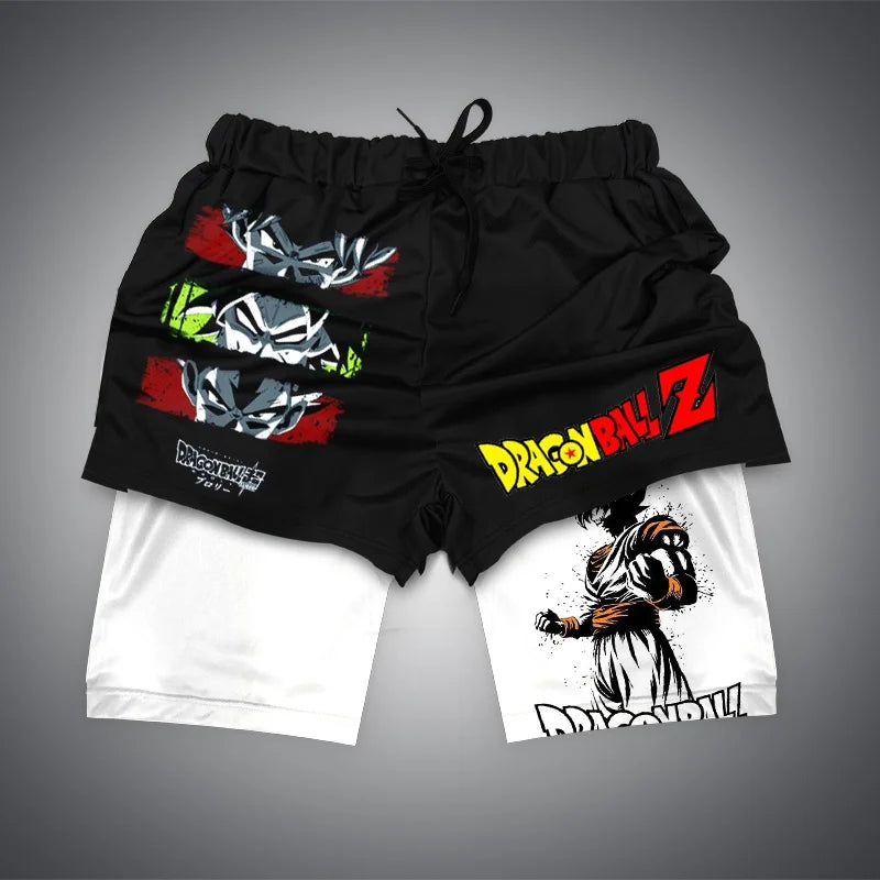 New Dragon Ball Son Goku Shorts Anime Men Double Layer Sports Short Pants Sportswear Jogger Breathable Beach Pants