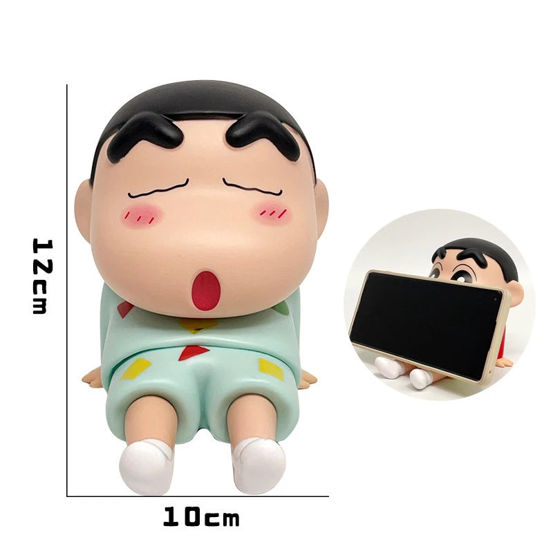 Crayon Shin-Chan Phone Holder Kawaii Anime Desktop Ornaments Watching TV Phone Support Cute Doll Decorations toy Gifts