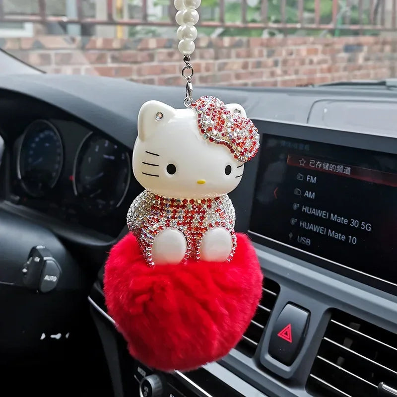 Hello Kitty Car Pendant Decoration Hanging Cat Ornament Automobile Rear View Mirror Accessories Gift Car Accessories