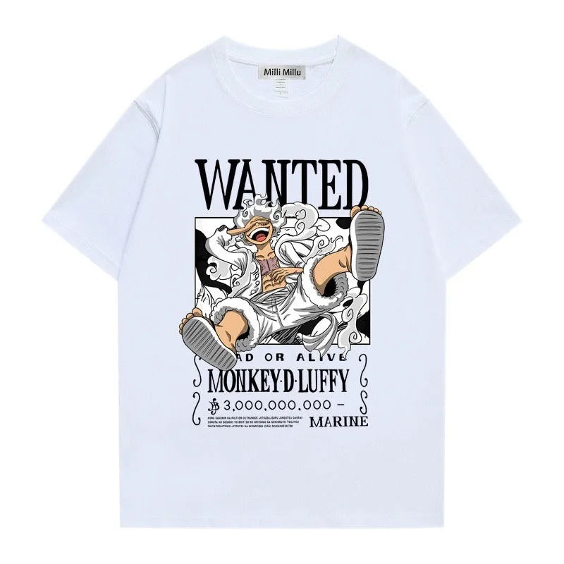 One Piece anime peripheral cute Nika Luffy pure cotton short-sleeved T-shirt round neck loose creative couple top gift wholesale