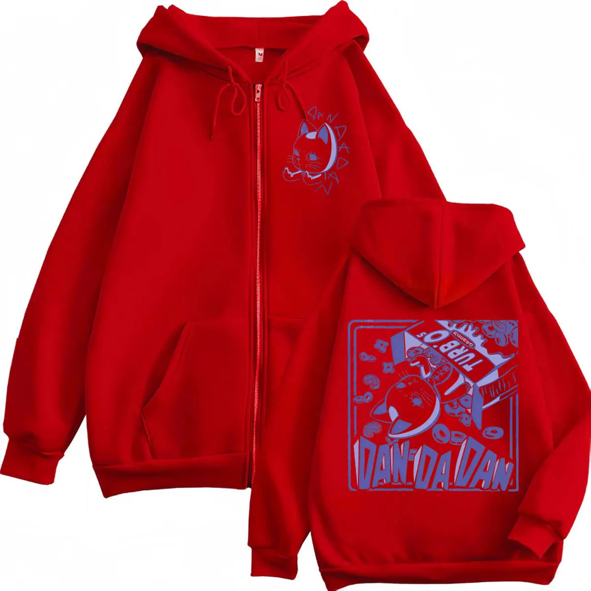 Anime Dandadan Turbo Granny Double Sided Print Zipper Hoodie Manga Style Zip Up Sweatshirts Men Women Casual Pullovers
