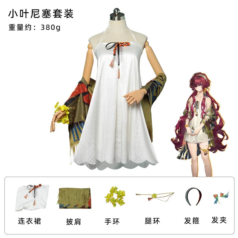 Game Reverse 1999 Enisey Cosplay Costume Sweet Girl Dress Bracelet Shawl Leg Ring Jewelry Set Carnival Party Enisey Complete Set