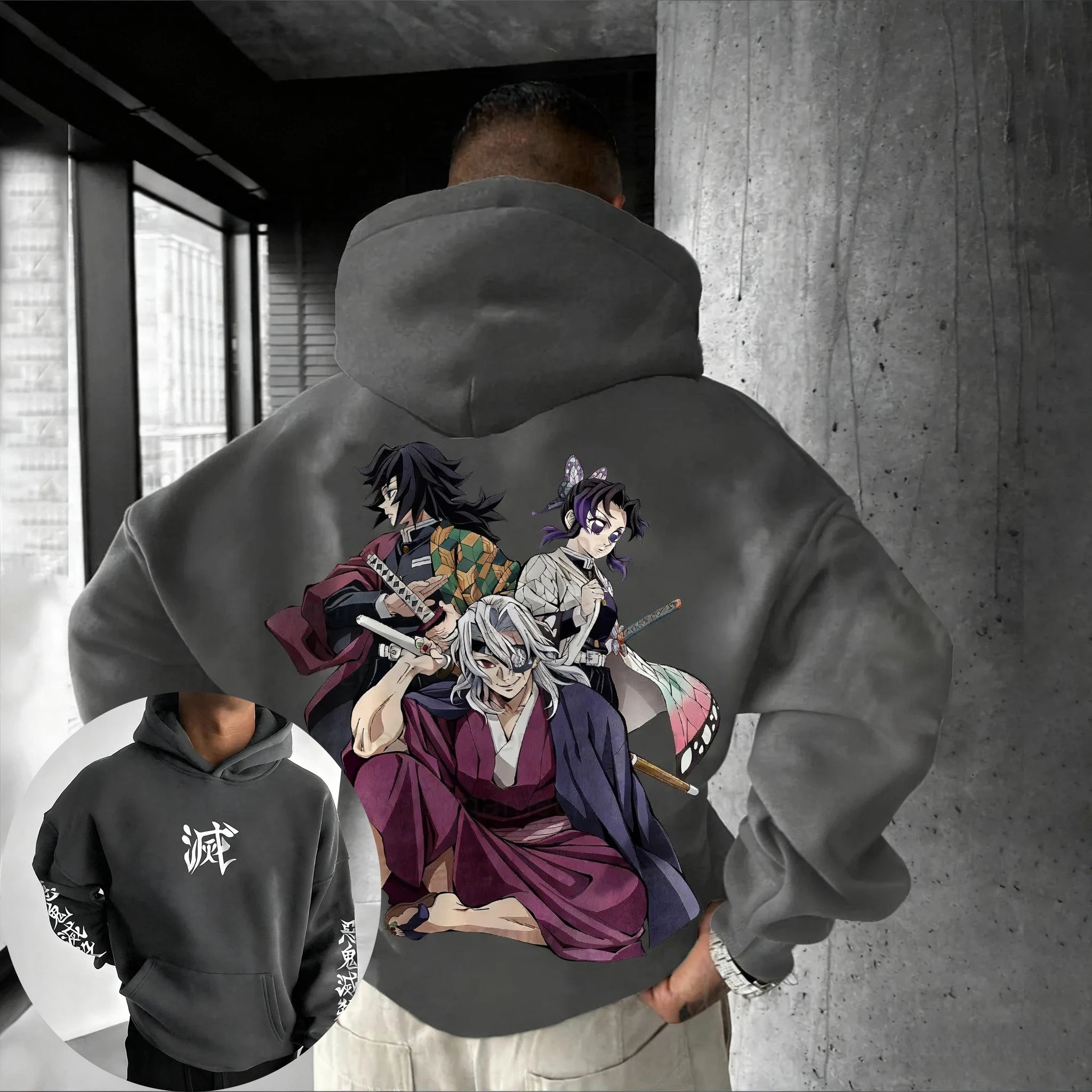 Demon Slayer Anime Hoodies Men's Autumn/Winter New Printed Harajuku Large Loose Casual Parent Child Sweater Top