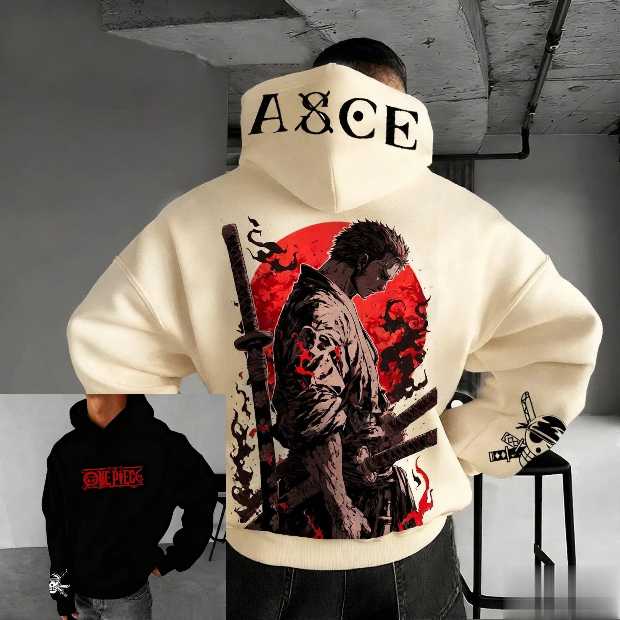 Anime One Piece Zoro Print Hoodie Men Women New Spring Autumn Casual Streetwear Cosplay Jacket Pullover Sweatshirt Fashion Tops