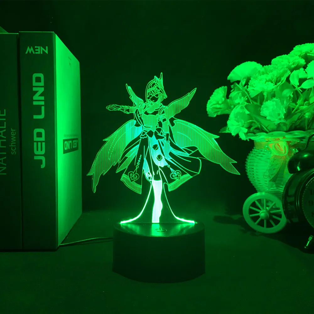 Newly Genshin Impact Night Light Yae Miko Game Figures Acrylic Stand Model 3D Table Lamp Kids Git Acrylic Bedside lamp