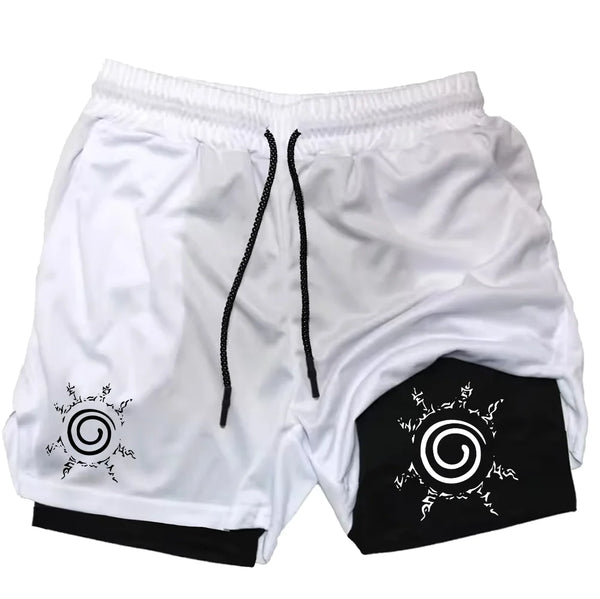 Anime Naruto 2-in-1 Quick-Dry Gym Shorts – Performance Workout & Running Shorts for Men