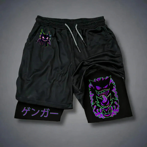 Pokémon Pikachu & Gengar Double Layer Shorts – Premium Breathable Sports Pants for Men