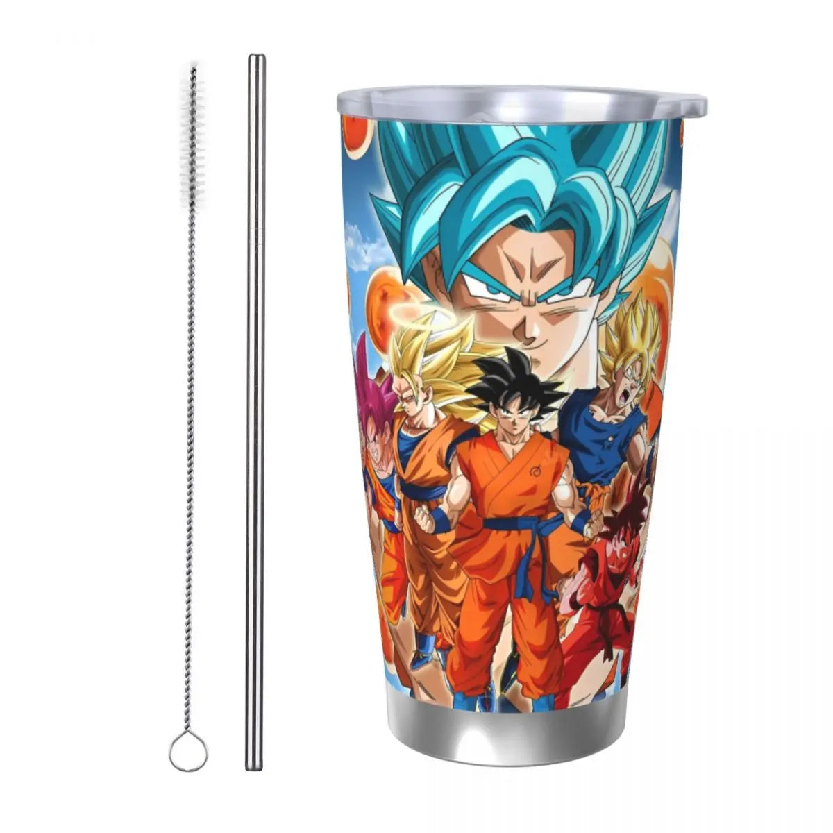 Son Goku & Vegeta DBZ Stainless Steel Tumbler – Double Wall Hot & Cold Cup with Straw