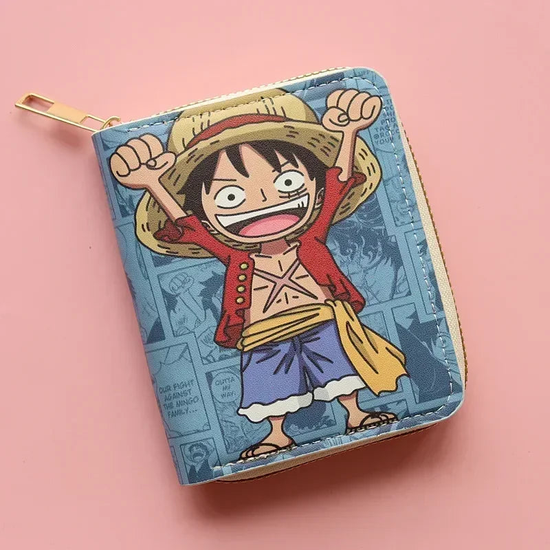 Anime One Piece Wallet Luffy Straw Hat Pirates Men's Short Wallet Multi-function Multi-card Slot Wallet Kids Gifts Men Gifts