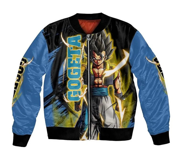 Plus Size Anime Bomber Jacket for Men - One Piece Naruto Dragon Ball Themed Military Aviator Coat, Cosplay Winter Outerwear Gift