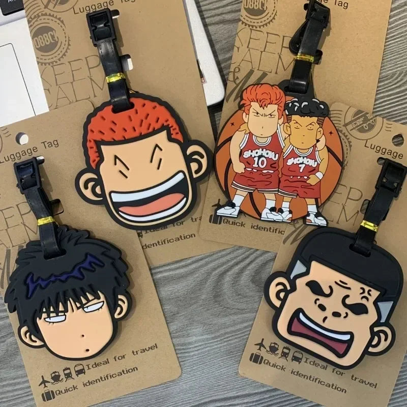 10cm anime cute slam dunk Rukawa Maple Sakuragi Mitsui silicone luggage tag travel checked bag charm diy Christmas gift