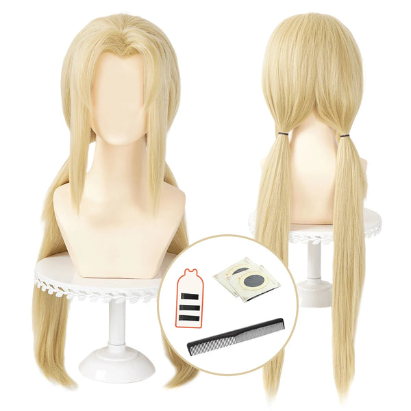 Anime Tsunade Cosplay Wig – Blonde Styled Synthetic Heat Resistant Wig with Wig Cap
