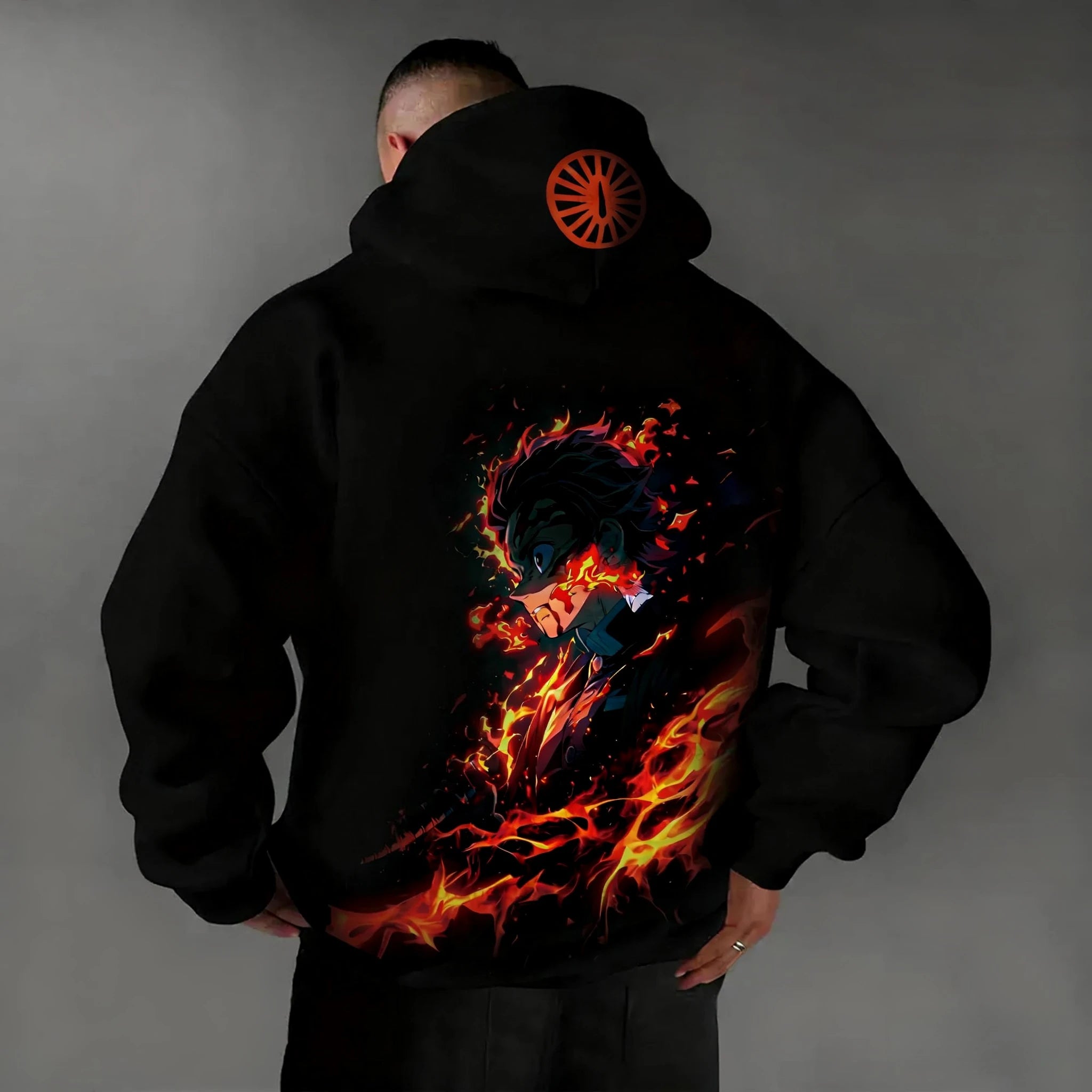 Demon Slayer Autumn/Winter New Men's Hoodie Kamado Tanjirou Anime Printed Loose Casual Hip Hop Parent Child Sweater Top