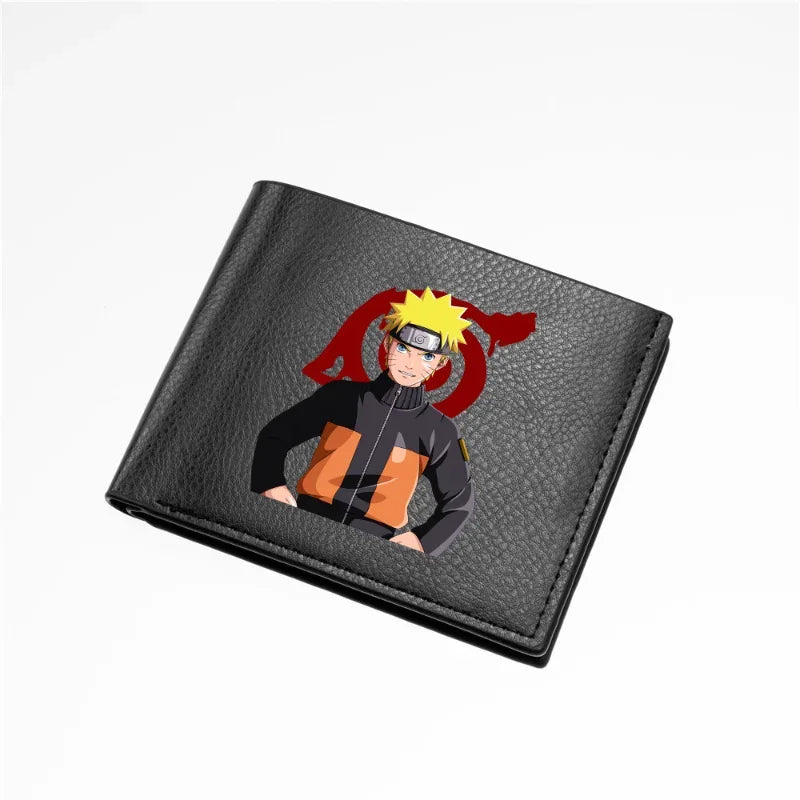 Naruto Sasuke Men Purse Black PU Leather Large Capacity Simple Casual Multiple Slot Card Holder Short Ultra Thin Wallet Gift New