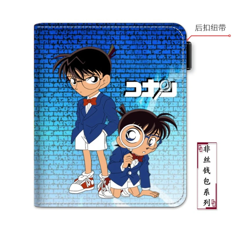 Conan anime peripheral cartoon student wallet card holder with zipper coin purse wallets wallet men PU birthday gift