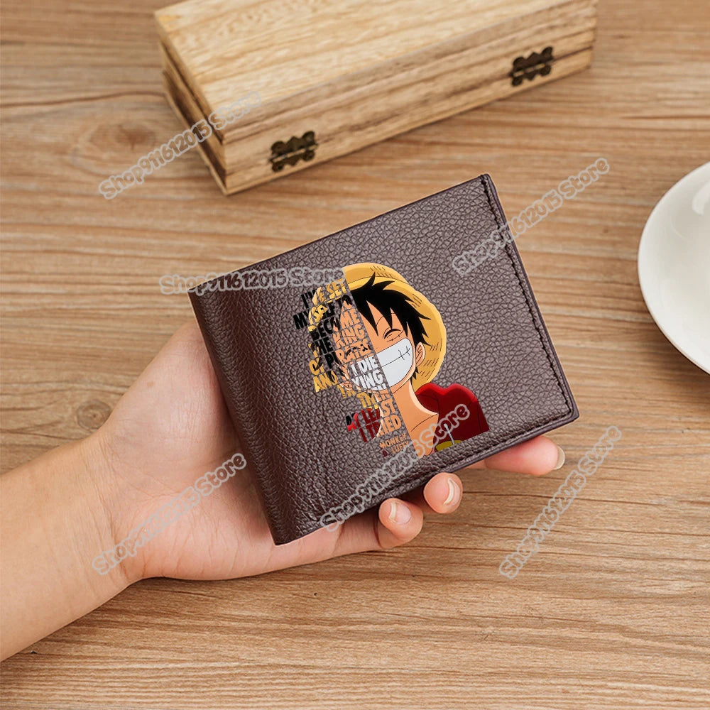 One Piece Pu Leather Wallet for Men Foldable Short Wallets Luffy Zoro Chopper Coin Purse Man Multi-slot Credit ID Card Holder