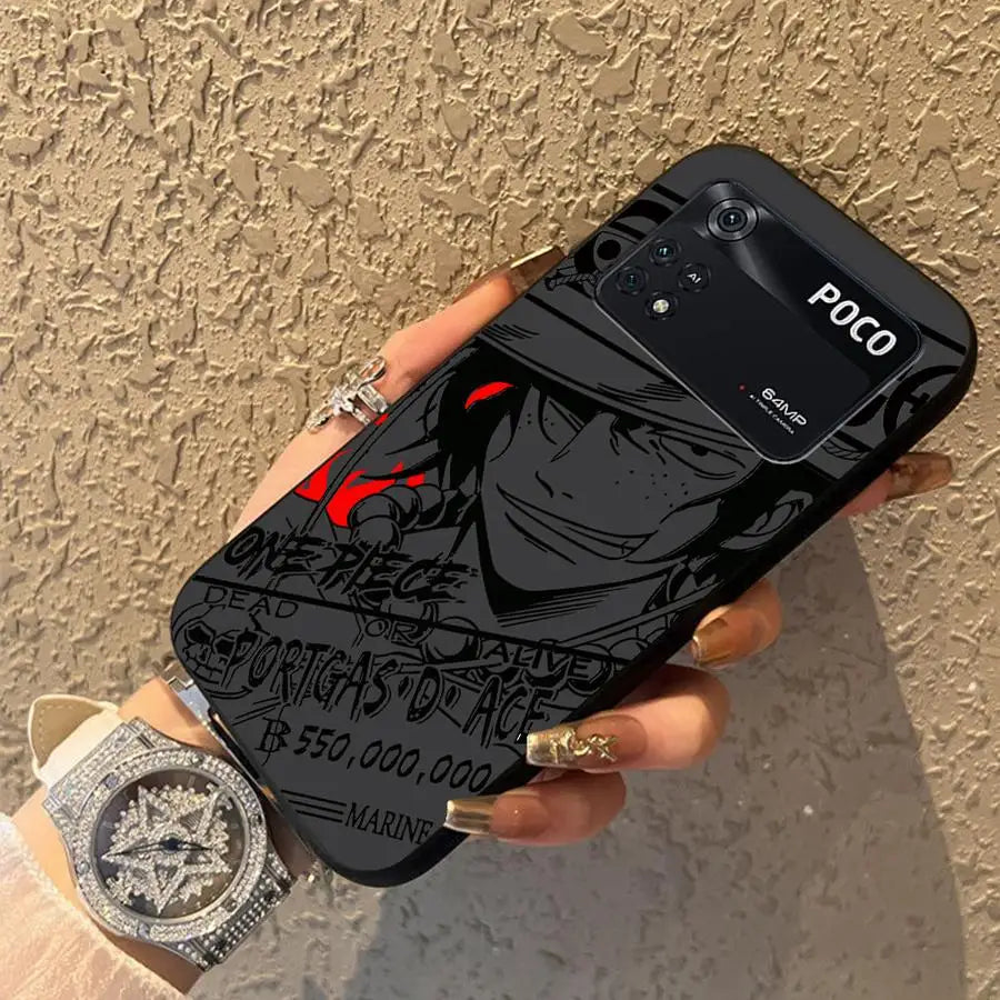 Case for Xiaomi Poco F8 C61 F3 C75 F1 M3 M4 M7 Pro X3 X4 X5 X7 Pro M5 C50 C71 Black Soft Phone Cover Anime O-neS P-ieceS