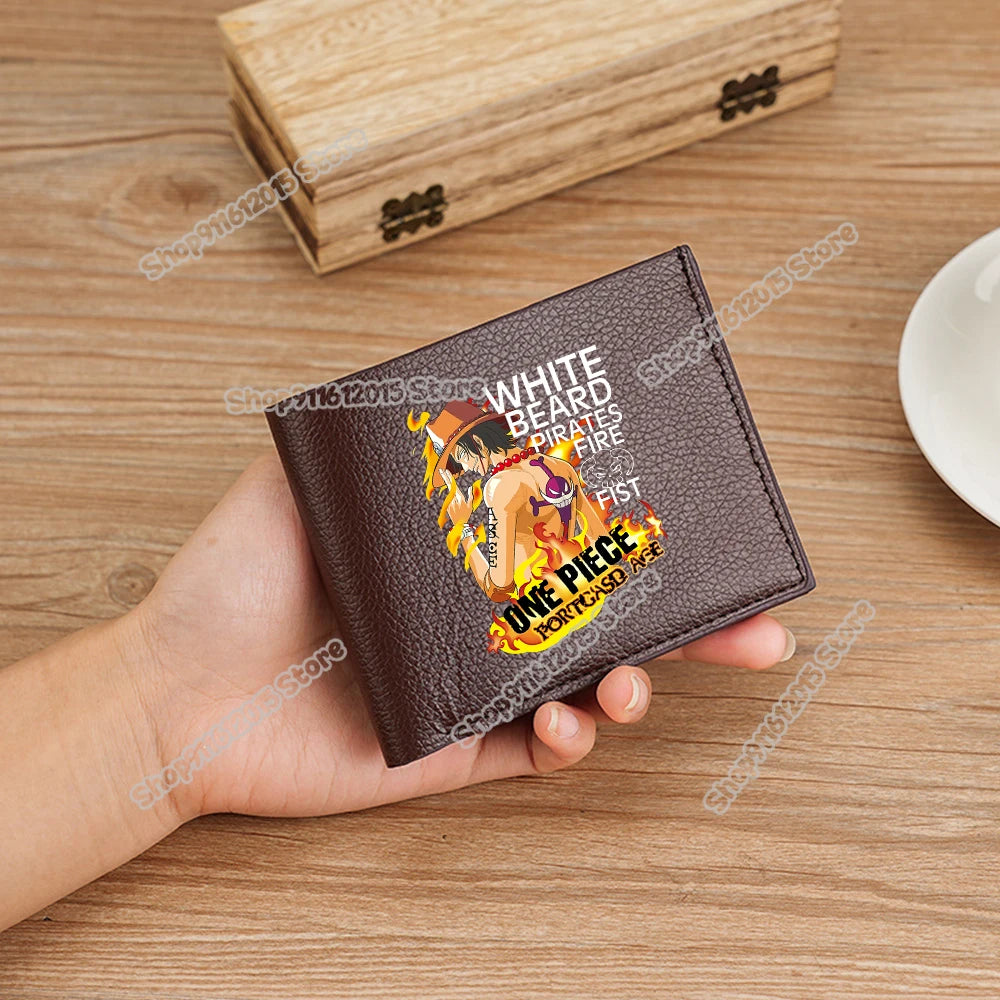 One Piece Pu Leather Wallet for Men Foldable Short Wallets Luffy Zoro Chopper Coin Purse Man Multi-slot Credit ID Card Holder