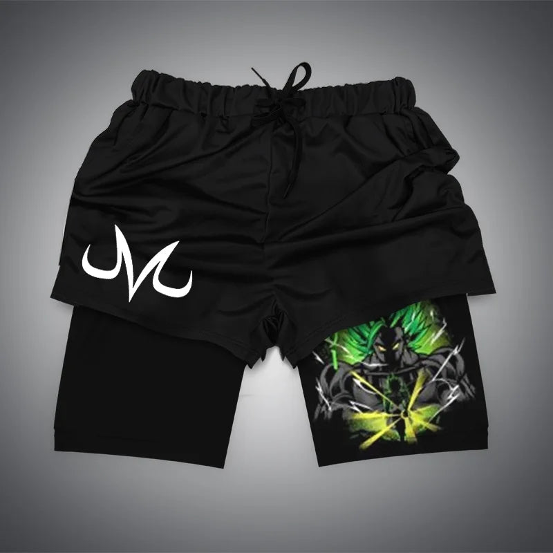 New Dragon Ball Son Goku Shorts Anime Men Double Layer Sports Short Pants Sportswear Jogger Breathable Beach Pants