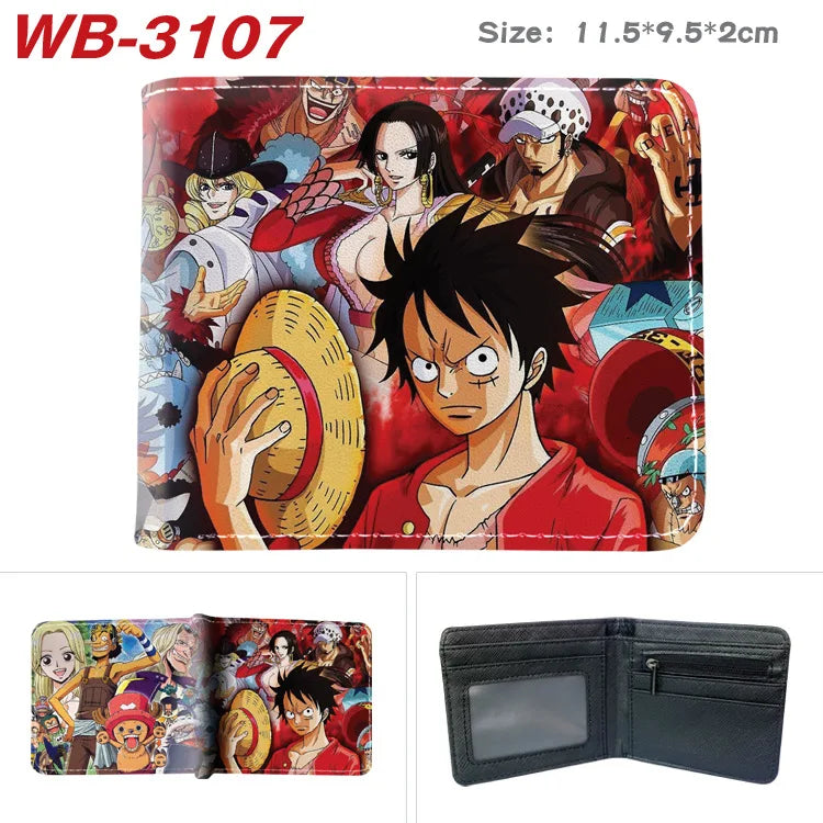 Creative One Piece Anime Peripheral Full-color Wallet One Piece Luffy Printed Coin Purse Folded Short Wallet Card Bag