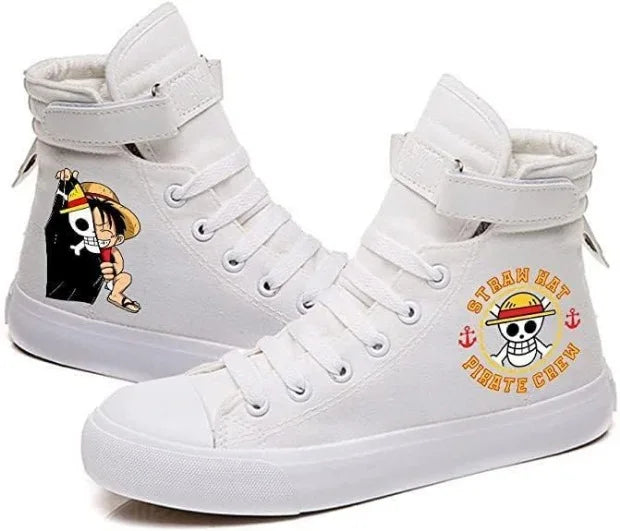 New Style Animation One Piece Luffy Autumn and Winter High Top Students Leisure Sports Shoes Breathable Non-slip Shoes Gifts