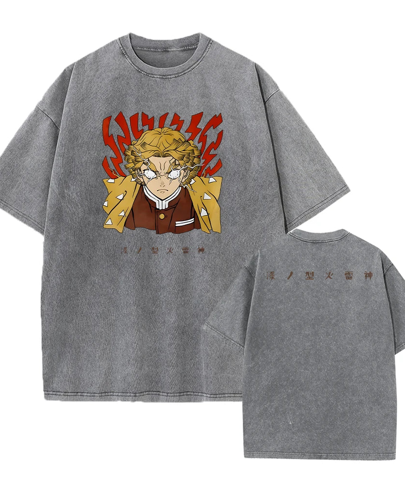 Vintage Demon Slayer Harajuku Tee – Oversized Anime Streetwear Unisex T-Shirt