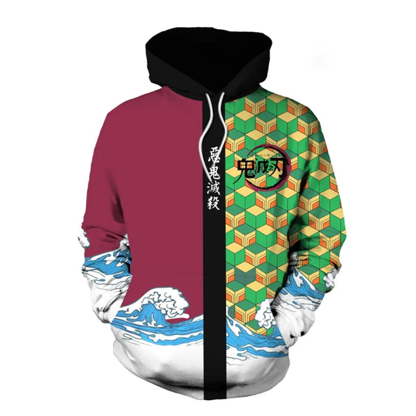 Demon Slayer Kimetsu No Yaiba 3D Anime Hoodie – Agatsuma Zenitsu & Tomioka Giyuu Cosplay Jacket