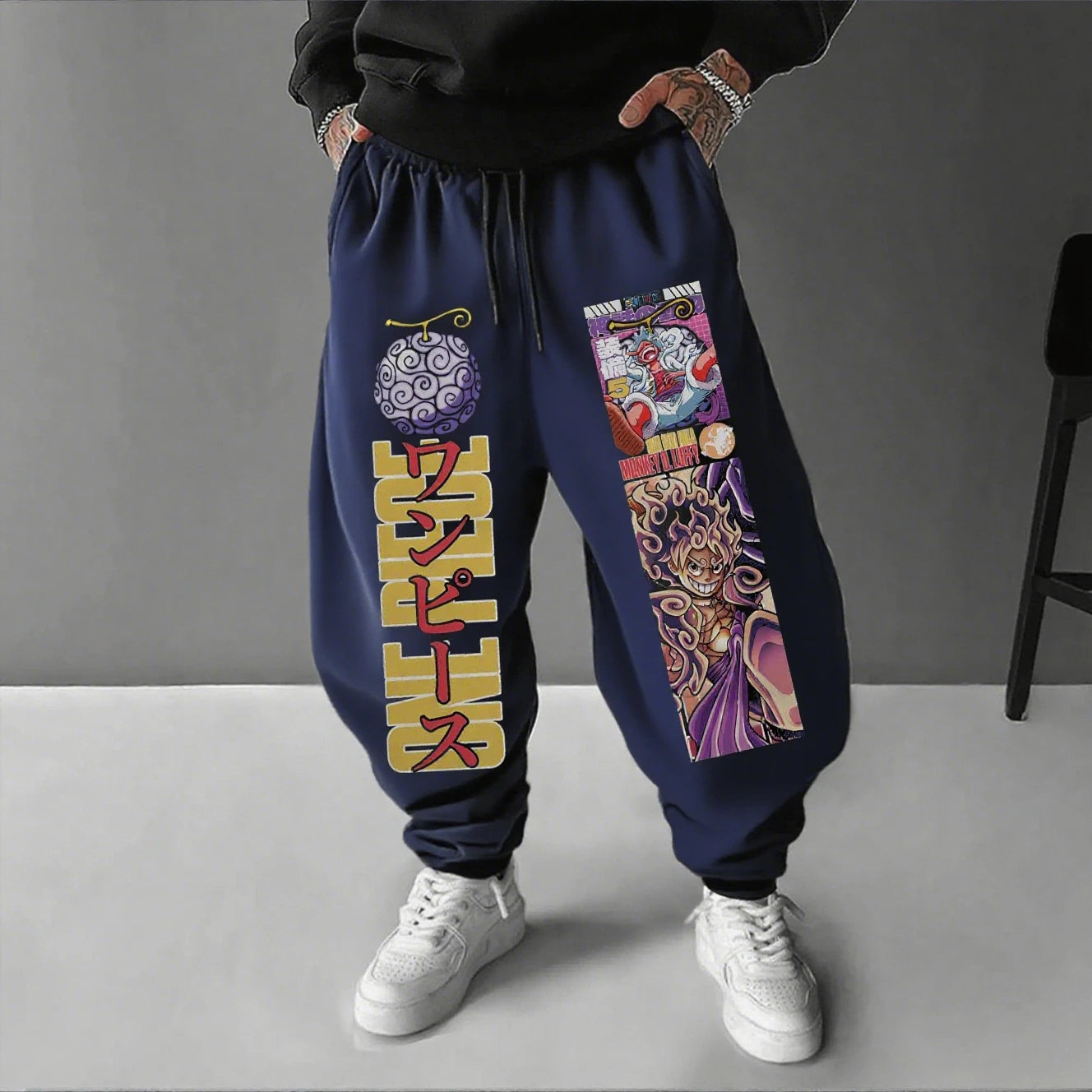 One Piece Luffy Men's Sweatpants Anime Print Joggers Trousers Streetwear Casual Pants Hip Hop Track Pants Autumn Winter Fashion