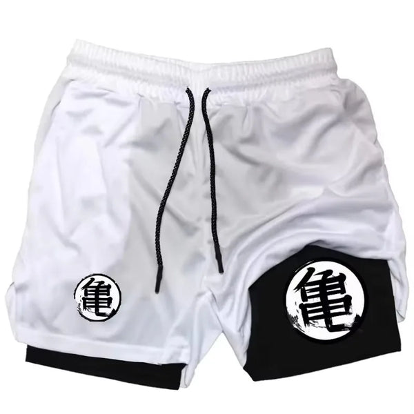 Dragon Ball Son Goku 2-in-1 Quick-Drying Sports Shorts – Fake Two-Piece Gym Shorts