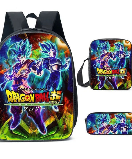 Dragon Ball Anime Goku Vegeta Frieza Large Capacity Cool Student School Bag Lunch Bag Pencil Bag Three-piece Set Gift