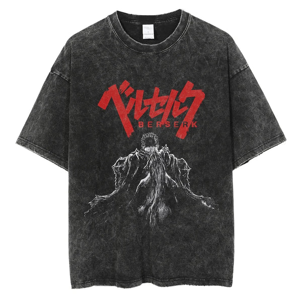 Anime Vintage-Washed Graphic T-Shirt — Streetwear Tee