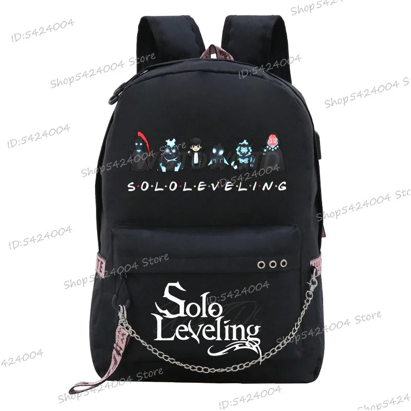 Cute Funny Solo Leveling Anime School Backpack for Teenager Bookbag Fashion Student Zipper Travel Rucksack Women Men Back Pack