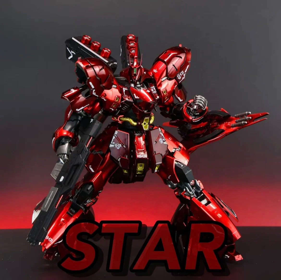 Sazabi Assembly Model Kit RG 1/144 Action Figure Sheet Metal Spray Pseudo Electroplating Red Desktop Decor Toy Gift