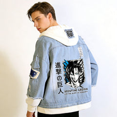 Attack on Titan Scout Legion Denim Jacket Unisex Harajuku Hooded Streetwear