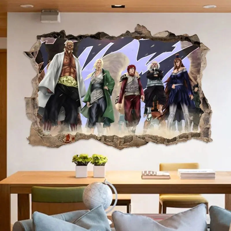 Naruto Wall Stickers, Personalized 3D Three-dimensional Adhesive Wall Stickers, Waterproof Glass Stickers, Decorative Paintings