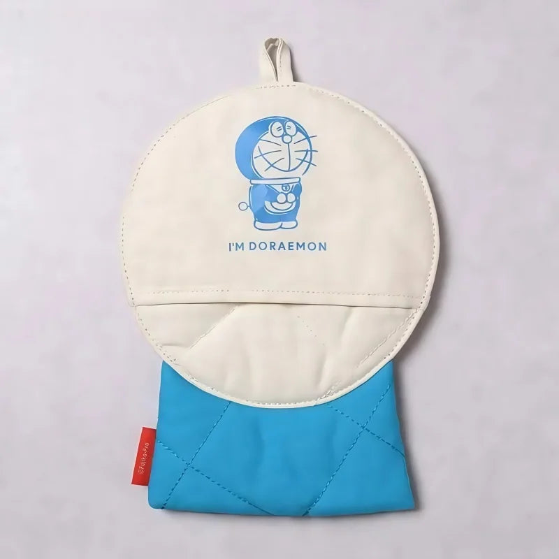 Cute Doraemon Microwave Gloves & Bowl Mat – Heat-Resistant Cartoon Kitchen Set