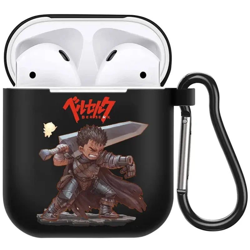 anime Berserk Guts Zodd Earphone Case For AirPods4 1 2 3 Pro Black Soft silicone wireless Bluetooth headphone case