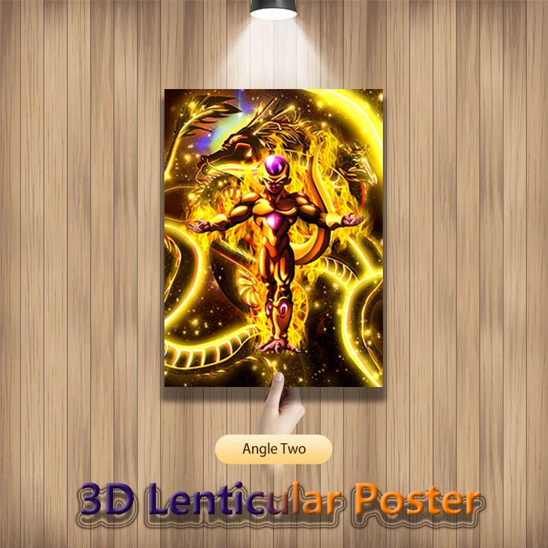 Dragon Ball Z 3D Lenticular Poster – Goku, Vegeta & Frieza Wall Art (No Frame)