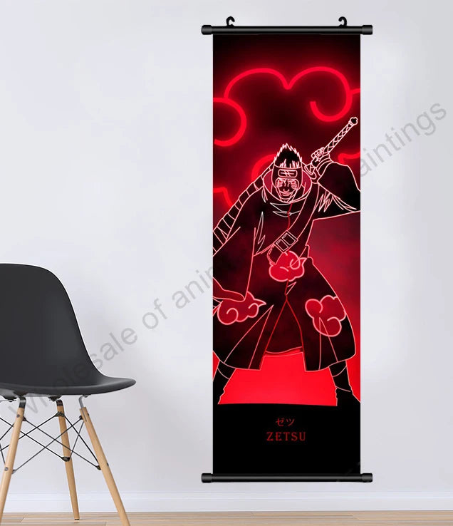Naruto Villains Wall Scroll – Akatsuki Zetsu, Obito & Pain Canvas Poster