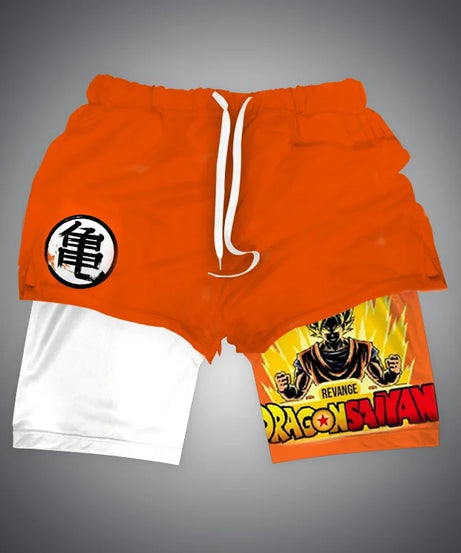 New Dragon Ball Son Goku Shorts Anime Men Double Layer Sports Short Pants Sportswear Jogger Breathable Beach Pants
