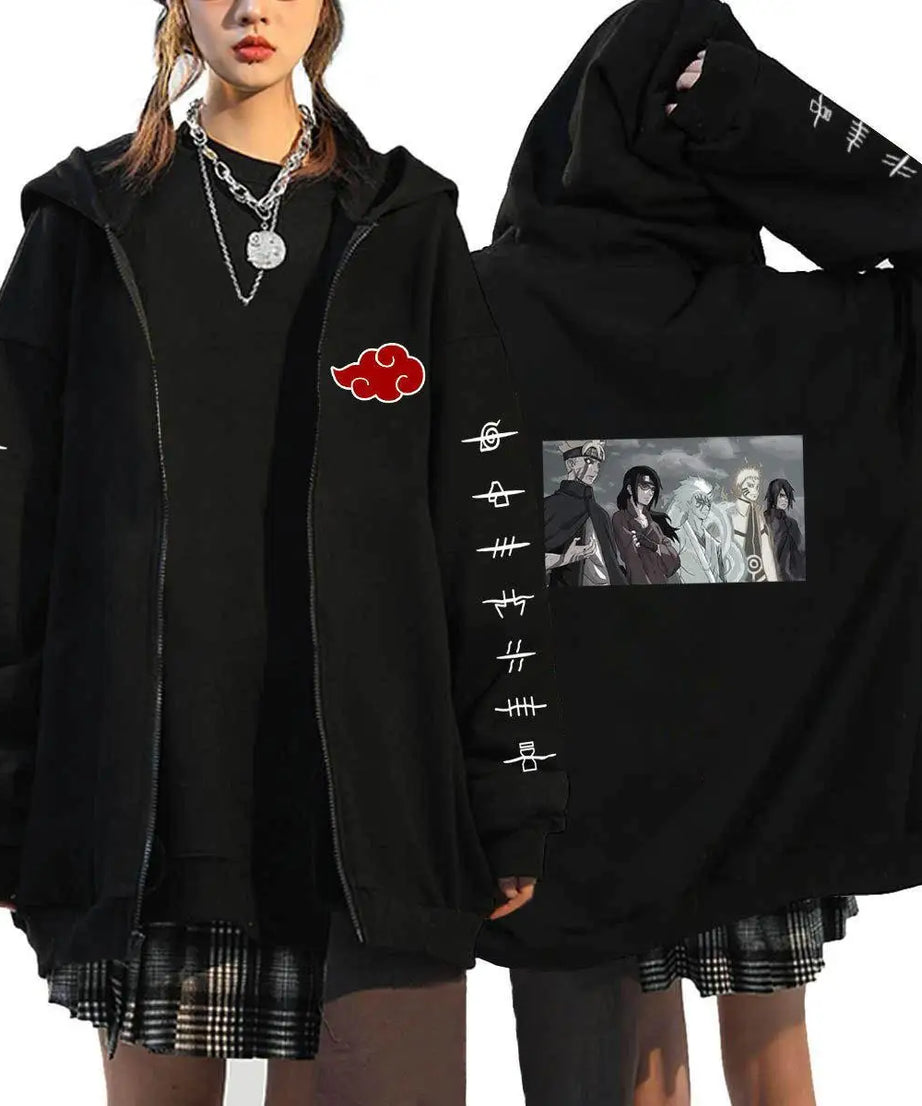Autumn Zip Up Jacket Anime Naruto Figures Sweatshirt Men Women Plus Size Casual Clothing Harajuku Coat Halloween Gifts