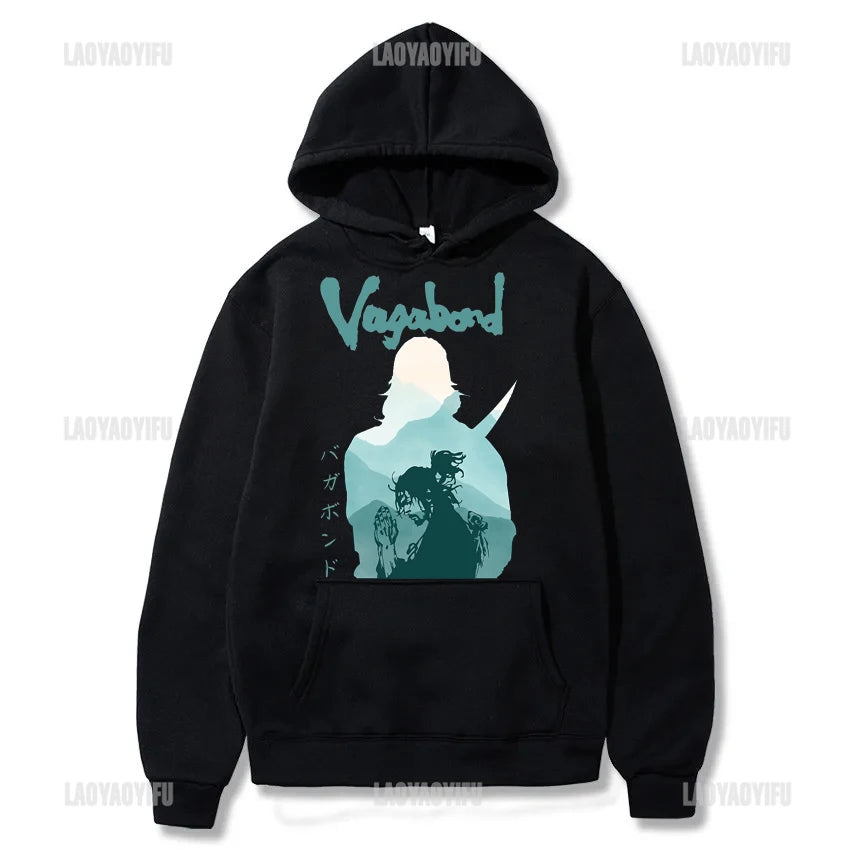 Manga 90s VAGABOND Miyamoto Musashi Print Man Hoodies Acg Fans Streetwear Hipster Otaku Clothing Casual Girl Sweatshirts
