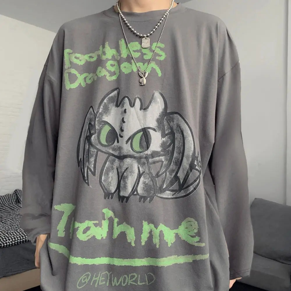 Anime One Piece Monkey D. Luffy Spring and Autumn New Loose Boys' Long Sleeve Cartoon Student T-shirt Clothes