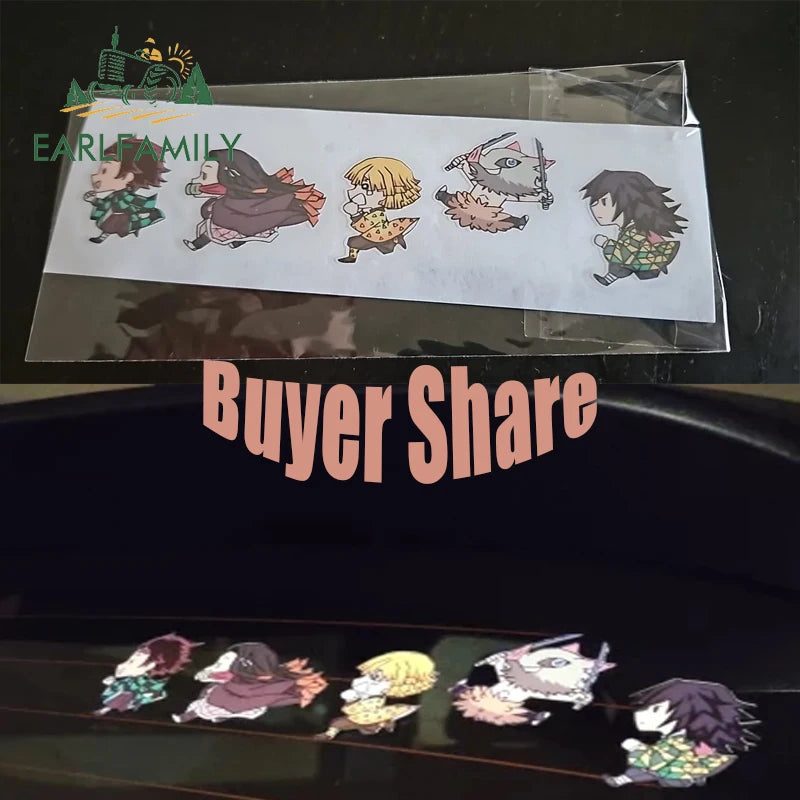 EARLFAMILY 13cm X 3.8cm Anime Running Chibi Car Stickers Trunk Windows Cartoon Decal Personality Kamado Nezuko Car Accessories