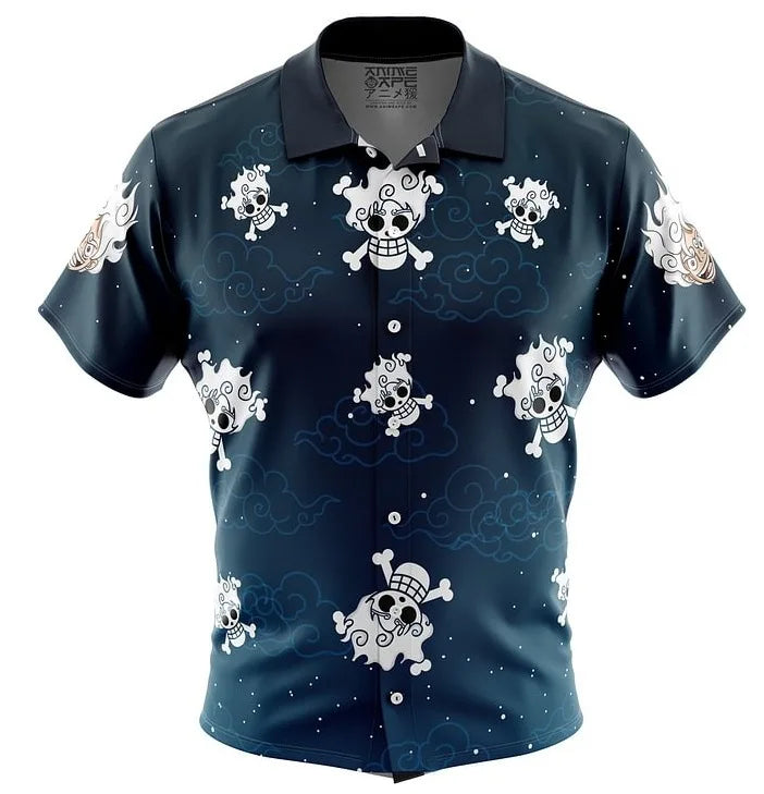 One Piece Luffy Anime Button Up Hawaiian Shirt Fashion Trend Breathable Loose Versatile Casual Sports Summer Men Cosplay Clothes