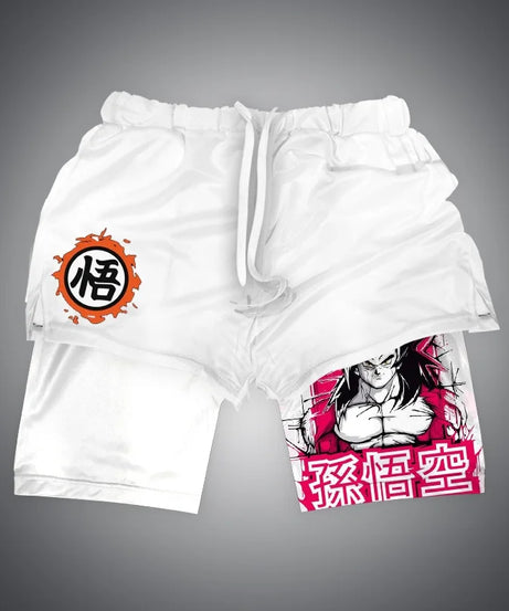 New Dragon Ball Son Goku Shorts Anime Men Double Layer Sports Short Pants Sportswear Jogger Breathable Beach Pants